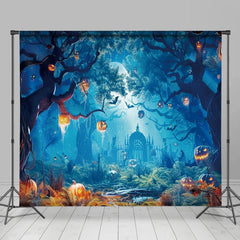 Aperturee - Aperturee Enchanting Haunted Castle River Halloween Backdrop