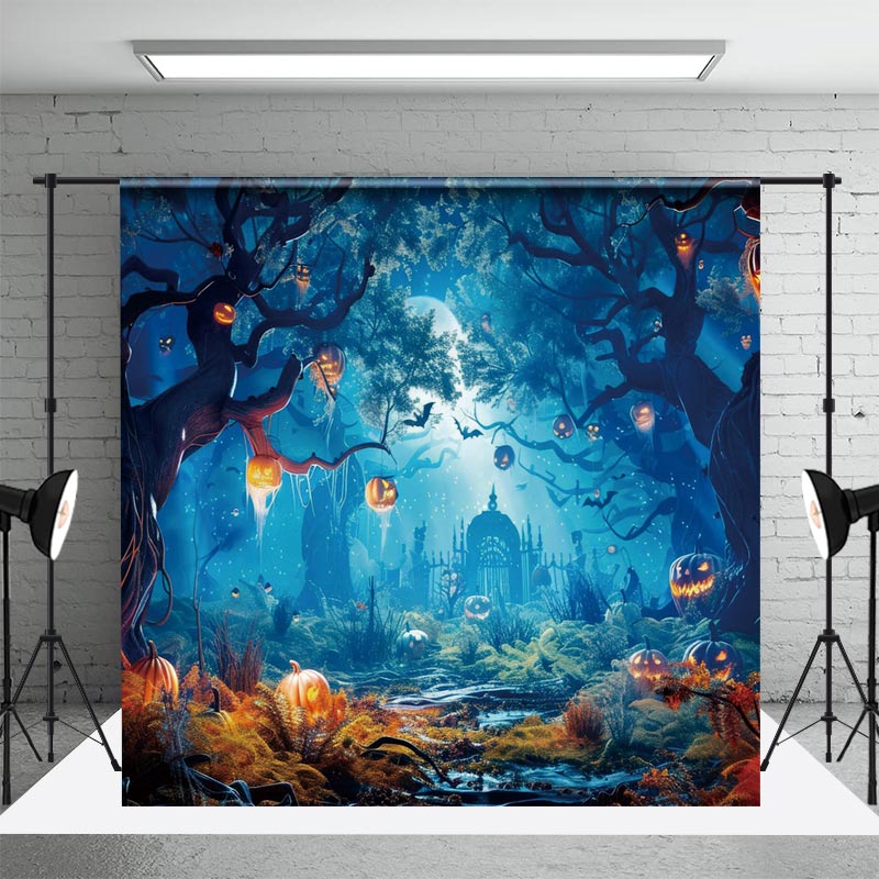 Aperturee - Aperturee Enchanting Haunted Castle River Halloween Backdrop