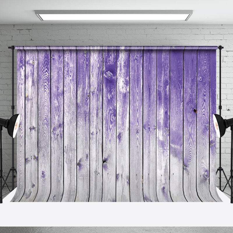 Aperturee - Aperturee Gradient Purple Grey Wood Grain Photography Backdrop