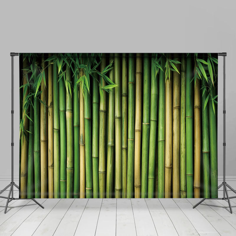 Aperturee - Aperturee Green Bamboo Forest Leaves Spring Scene Backdrop