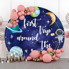 Aperturee - Blue Astronanut Galaxy Round 1st Birthday Backdrop