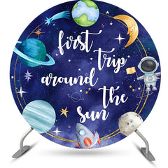 Aperturee - Blue Astronanut Galaxy Round 1st Birthday Backdrop