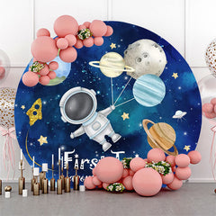 Aperturee - Blue Sky Astronanut Star Round 1st Birthday Backdrop