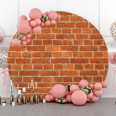 Aperturee - Rust Color Brick Wall Round Backdrop For Birthday