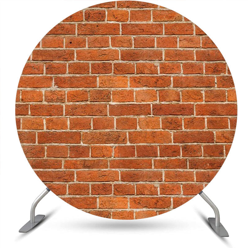 Aperturee - Rust Color Brick Wall Round Backdrop For Birthday