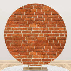 Aperturee - Rust Color Brick Wall Round Backdrop For Birthday