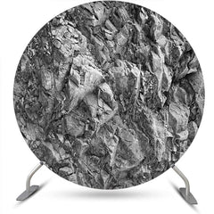 Aperturee - Black White Weathered Rock Round Birthday Backdrop