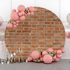 Aperturee - Vintage Brown Brick Wall Round Backdrop For Party