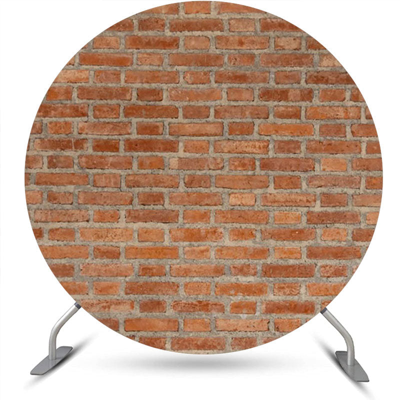 Aperturee - Vintage Brown Brick Wall Round Backdrop For Party