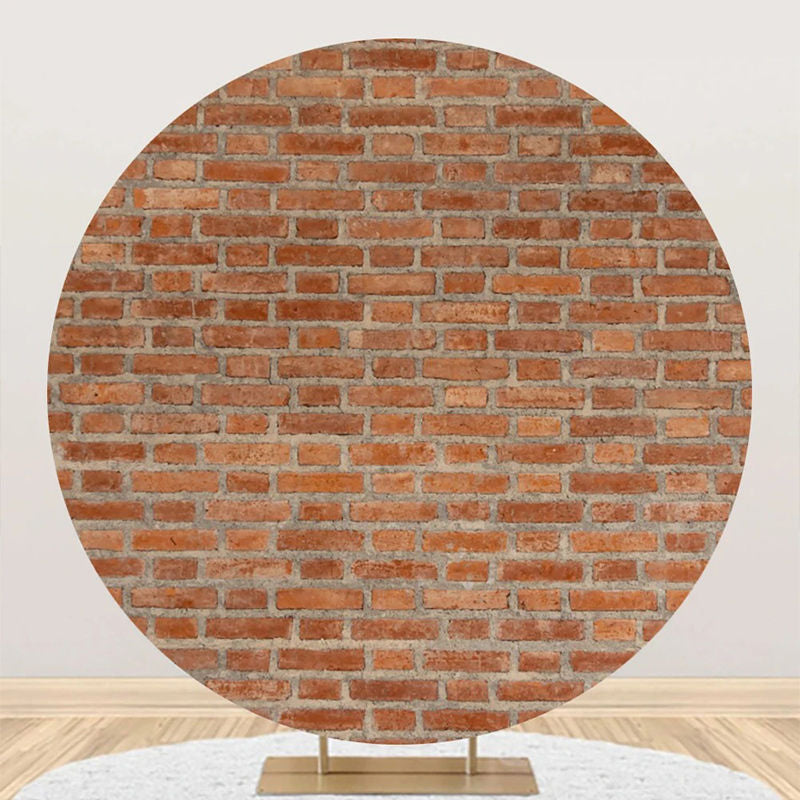 Aperturee - Vintage Brown Brick Wall Round Backdrop For Party