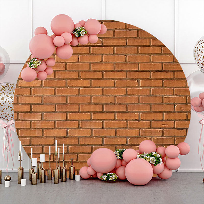 Aperturee - Round Retro Brick Wall Backdrop For Birthday Party