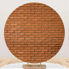 Aperturee - Round Retro Brick Wall Backdrop For Birthday Party