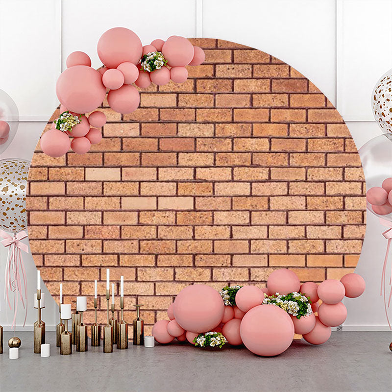 Aperturee - Round Light Red Retro Brick Wall Backdrop For Party