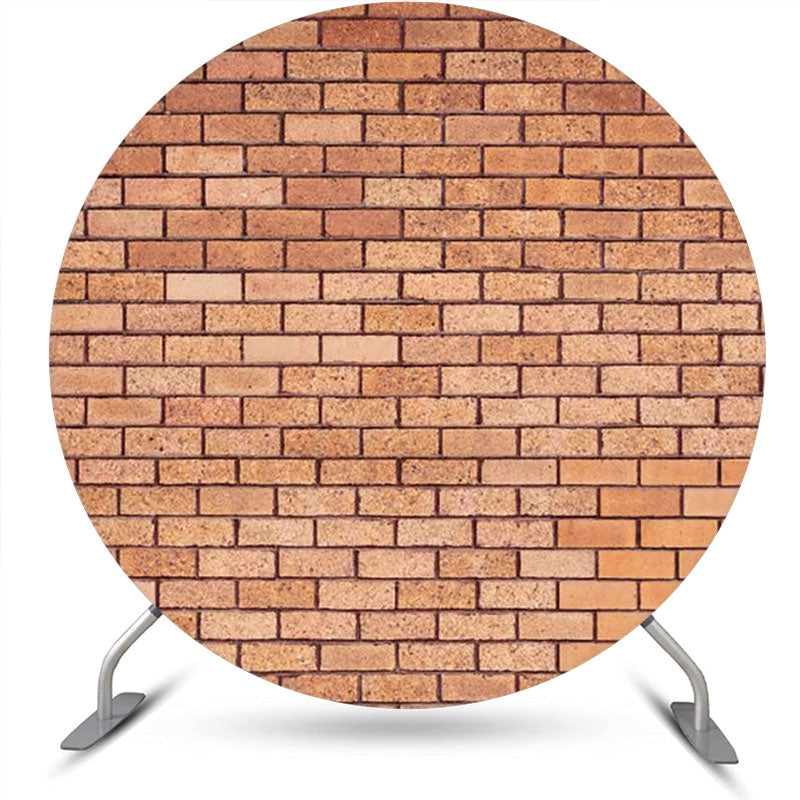 Aperturee - Round Light Red Retro Brick Wall Backdrop For Party