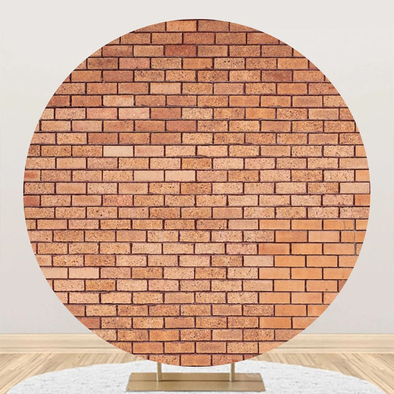 Aperturee - Round Light Red Retro Brick Wall Backdrop For Party