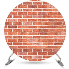 Aperturee - Round Vintage Red White Brick Wall Birthday Backdrop