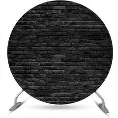 Aperturee - Retro Black Brick Wall Round Backdrop For Birthday