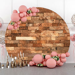 Aperturee - Retro Brick Wall Round Backdrop For Birthday Party