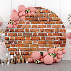 Aperturee - Round Vintage Red Brick Wall Backdrop For Birthday