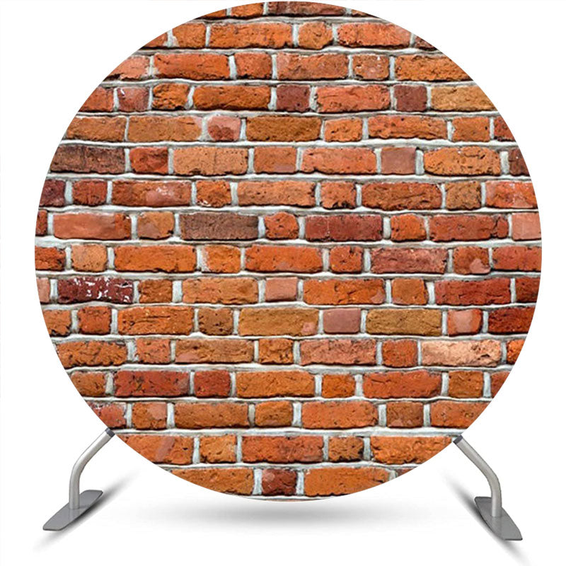 Aperturee - Round Vintage Red Brick Wall Backdrop For Birthday