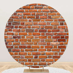 Aperturee - Round Vintage Red Brick Wall Backdrop For Birthday