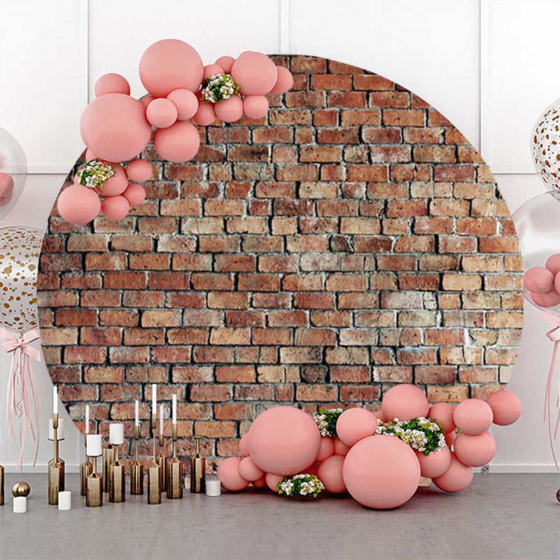 Aperturee - Round Shabby Classic Brick Wall Birthday Backdrop