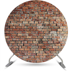 Aperturee - Round Shabby Classic Brick Wall Birthday Backdrop