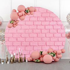 Aperturee - Pink Brick Texture Wall Round Backdrop For Birthday