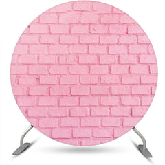 Aperturee - Pink Brick Texture Wall Round Backdrop For Birthday