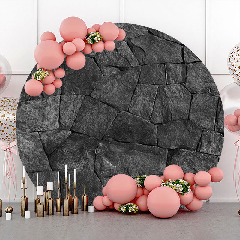 Aperturee - Natural Black Limestone Wall Round Birthday Backdrop