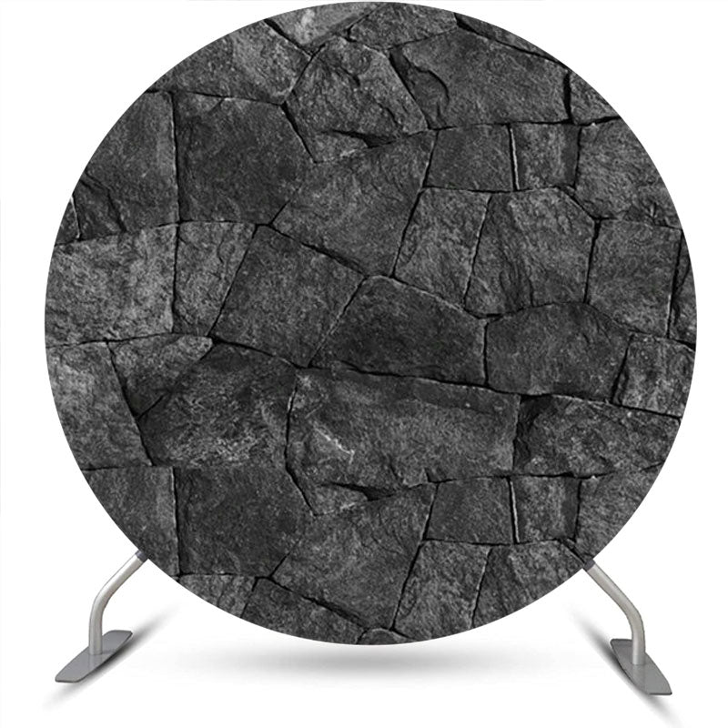 Aperturee - Natural Black Limestone Wall Round Birthday Backdrop