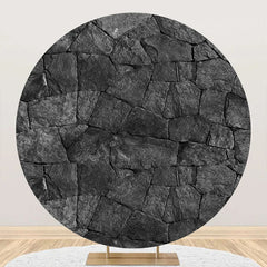 Aperturee - Natural Black Limestone Wall Round Birthday Backdrop