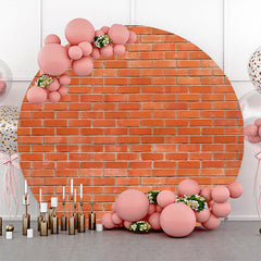 Aperturee - Round Classic Red Brick Wall Backdrop For Birthday