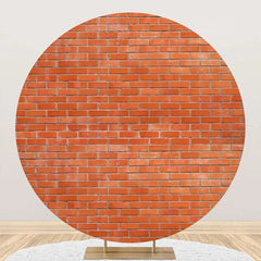 Aperturee - Round Classic Red Brick Wall Backdrop For Birthday