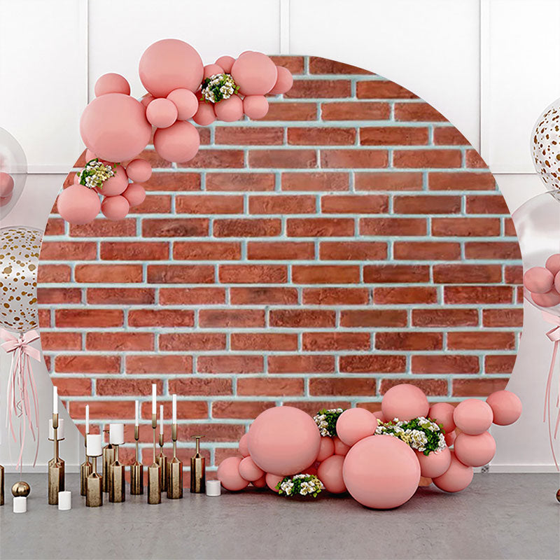 Aperturee - Vintage Brown Brick Wall Round Birthday Backdrop