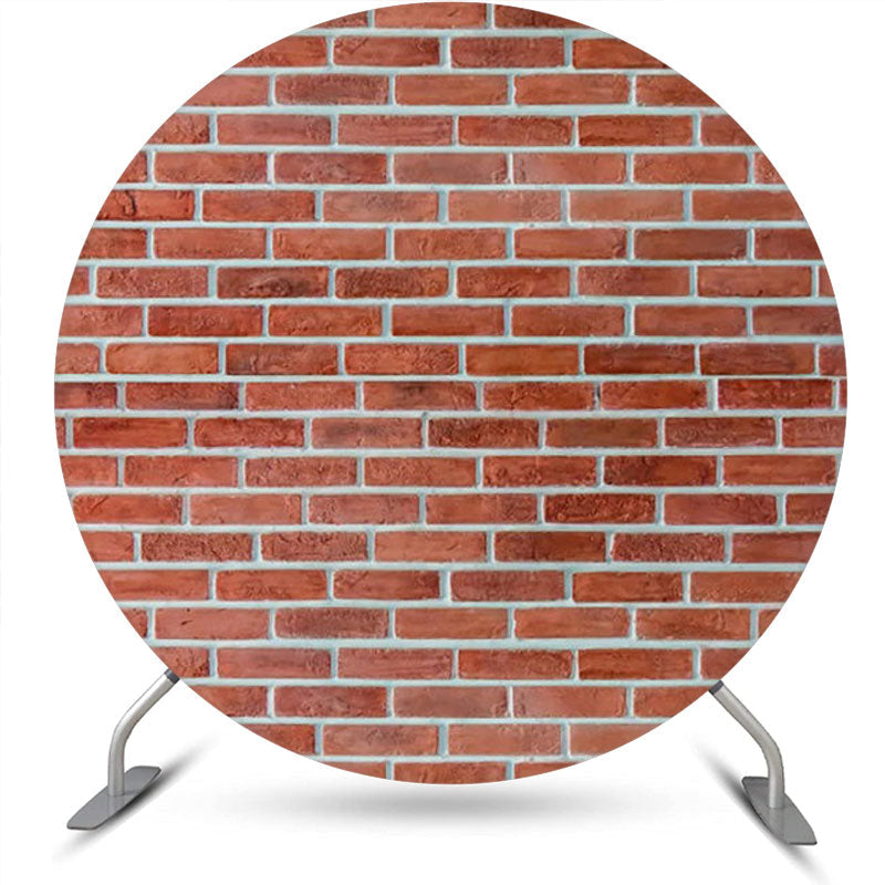 Aperturee - Vintage Brown Brick Wall Round Birthday Backdrop