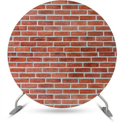 Aperturee - Vintage Brown Brick Wall Round Birthday Backdrop