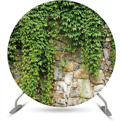 Aperturee - Round Greenery Natural Stone Wall Spring Backdrop