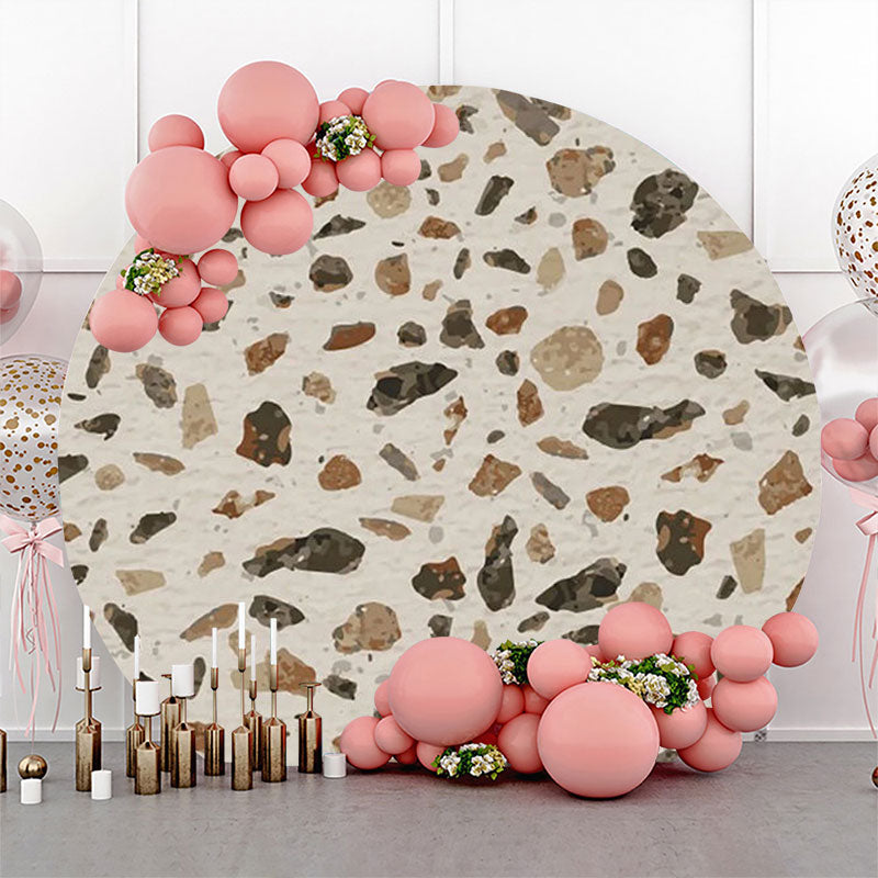 Aperturee - Marble Texture Terrazzo Round Backdrop For Birthday