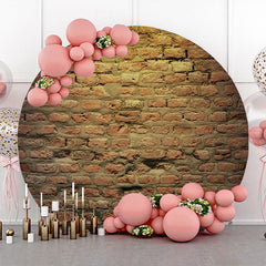 Aperturee - Brown Vintage Brick Wall Round Backdrop For Birthday