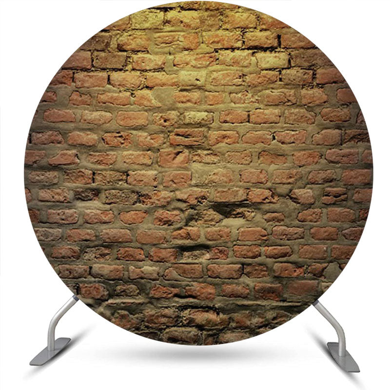 Aperturee - Brown Vintage Brick Wall Round Backdrop For Birthday