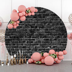 Aperturee - Classic Black Brick Wall Round Backdrop For Birthday