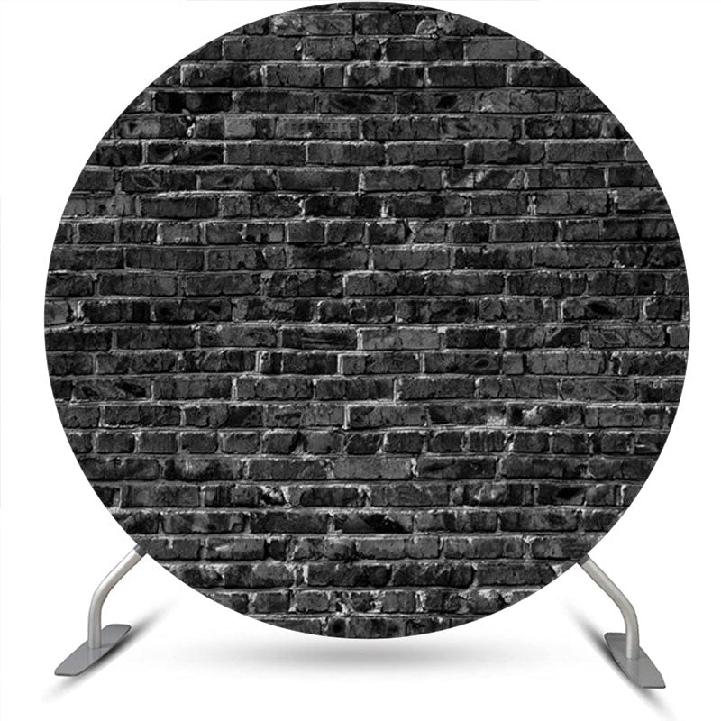 Aperturee - Classic Black Brick Wall Round Backdrop For Birthday