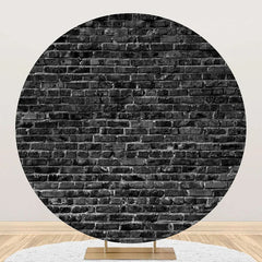 Aperturee - Classic Black Brick Wall Round Backdrop For Birthday