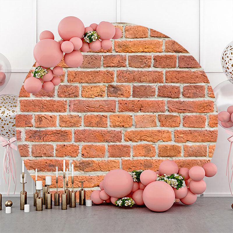 Aperturee - Round Retro Red Brick Wall Backdrop For Birthday