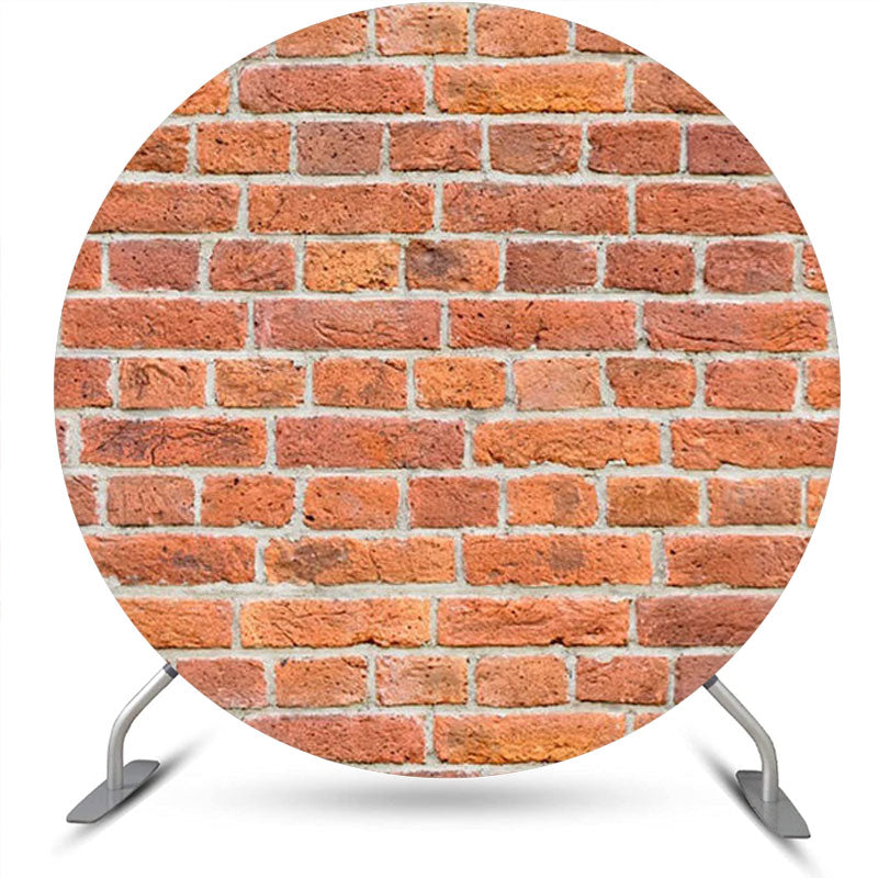 Aperturee - Round Retro Red Brick Wall Backdrop For Birthday