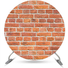 Aperturee - Round Retro Red Brick Wall Backdrop For Birthday