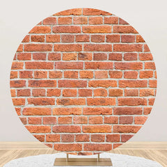 Aperturee - Round Retro Red Brick Wall Backdrop For Birthday