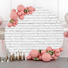 Aperturee - Round White Vintage Brick Wall Backdrop For Party