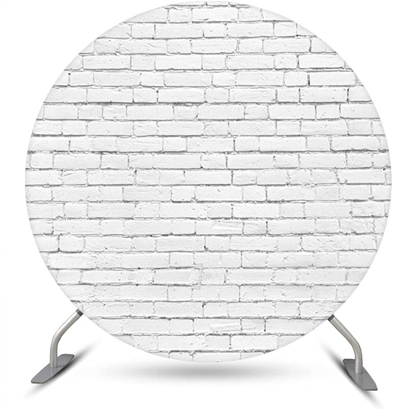 Aperturee - Round White Vintage Brick Wall Backdrop For Party